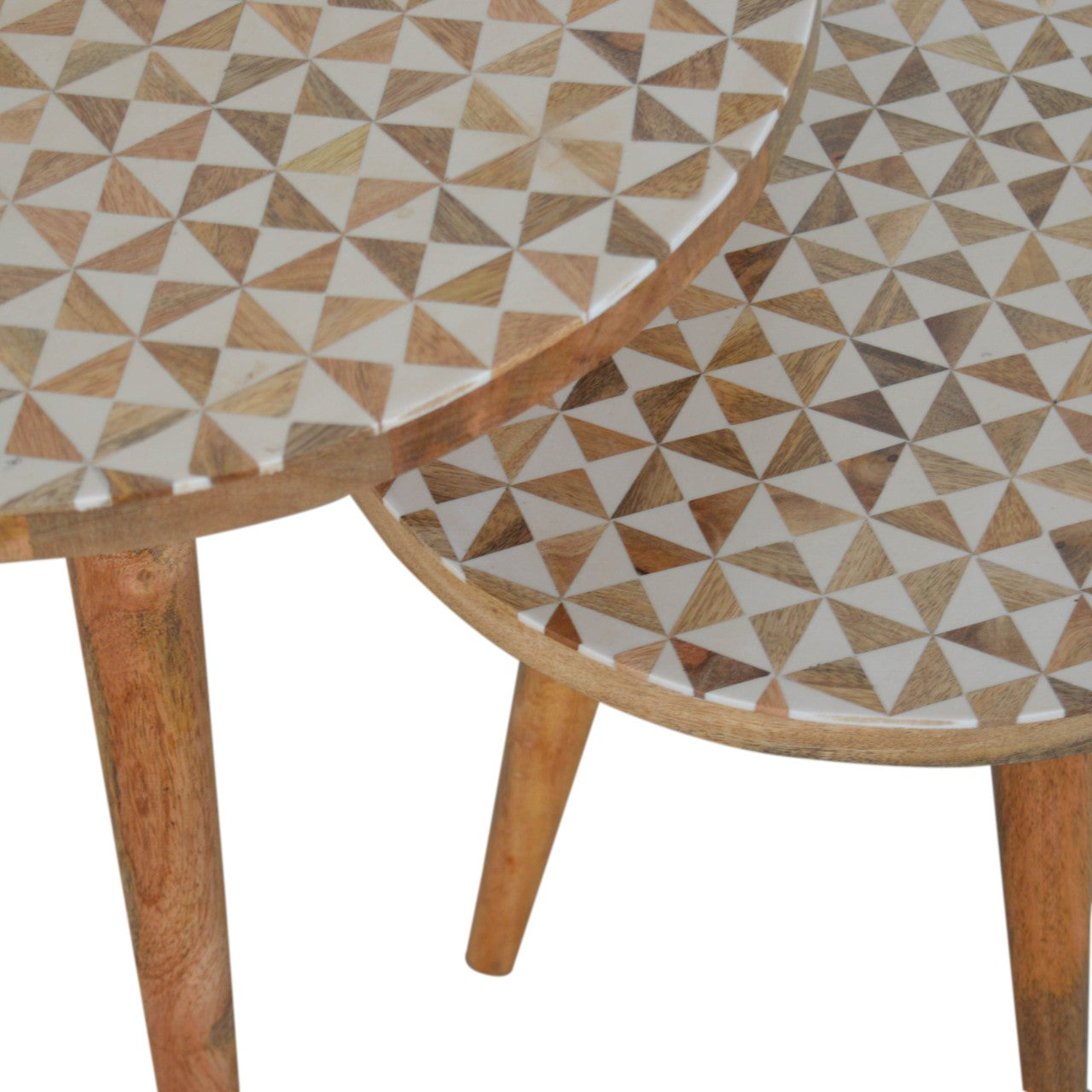 White Pattern Footstool Set of 2 - Luxe Home Comforts