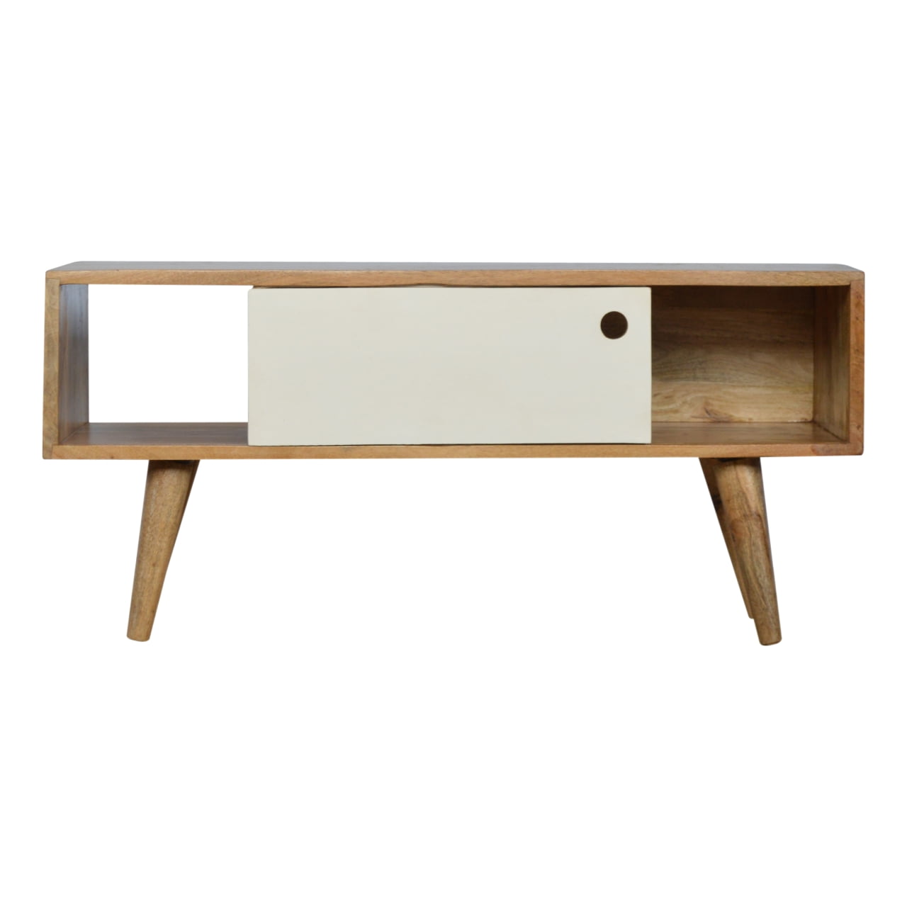 White Sliding Media Unit - Luxe Home Comforts