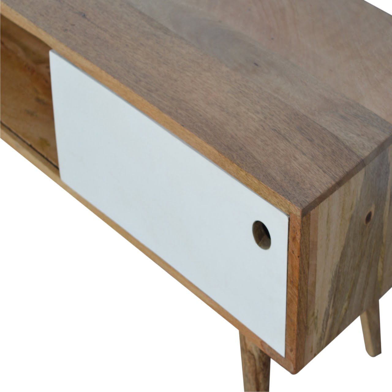 White Sliding Media Unit - Luxe Home Comforts