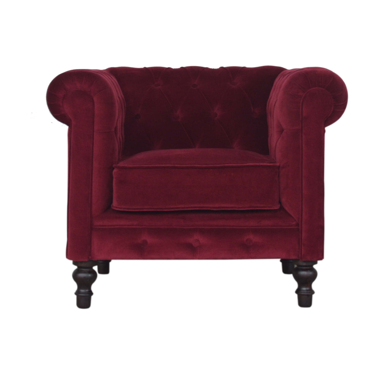 Wine Red Chesterfield Armchair - Luxe Home Comforts