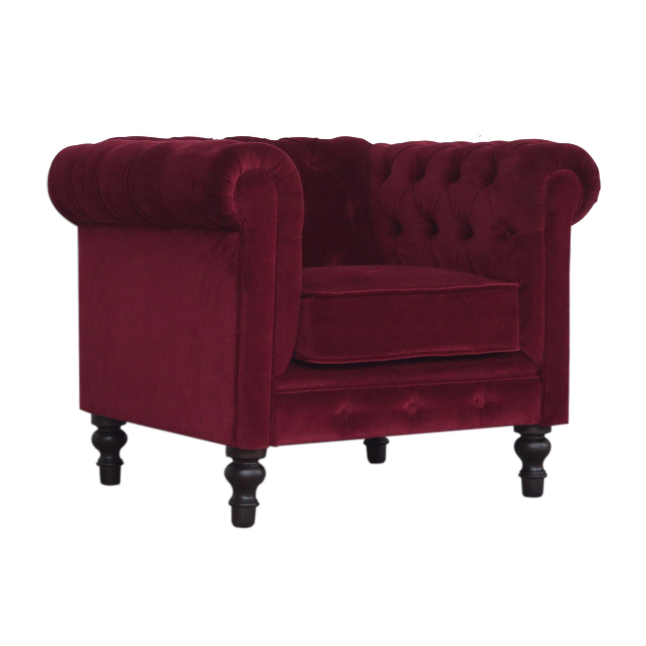 Wine Red Chesterfield Armchair - Luxe Home Comforts