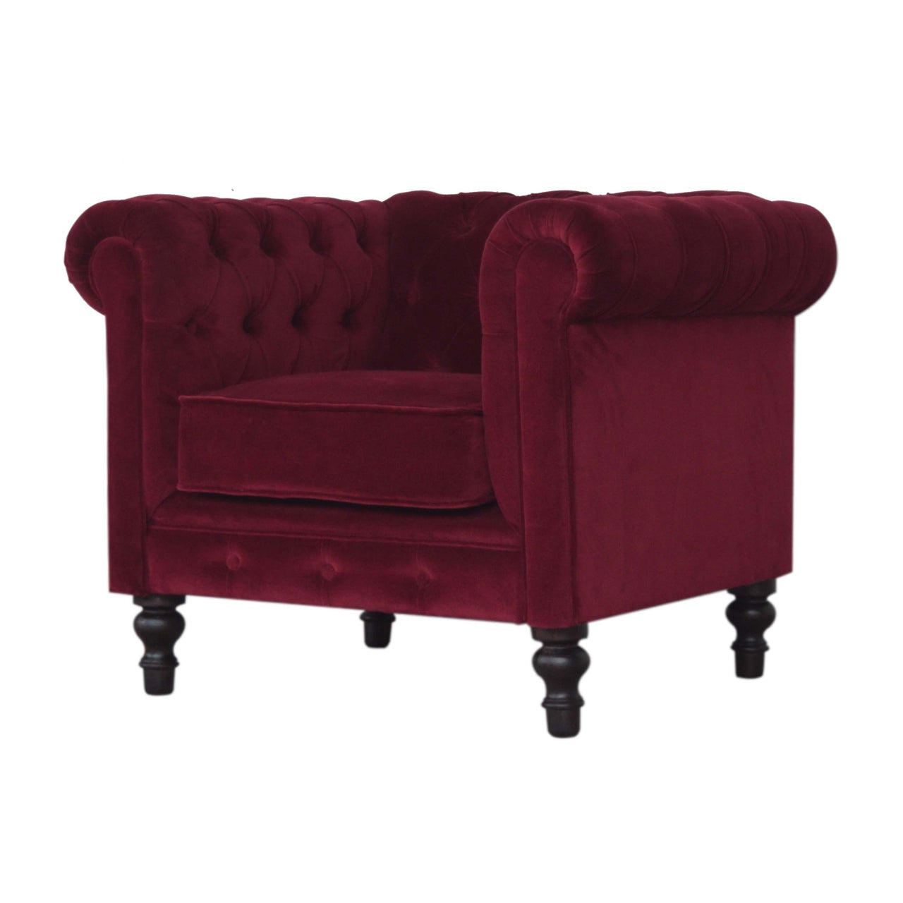 Wine Red Chesterfield Armchair - Luxe Home Comforts