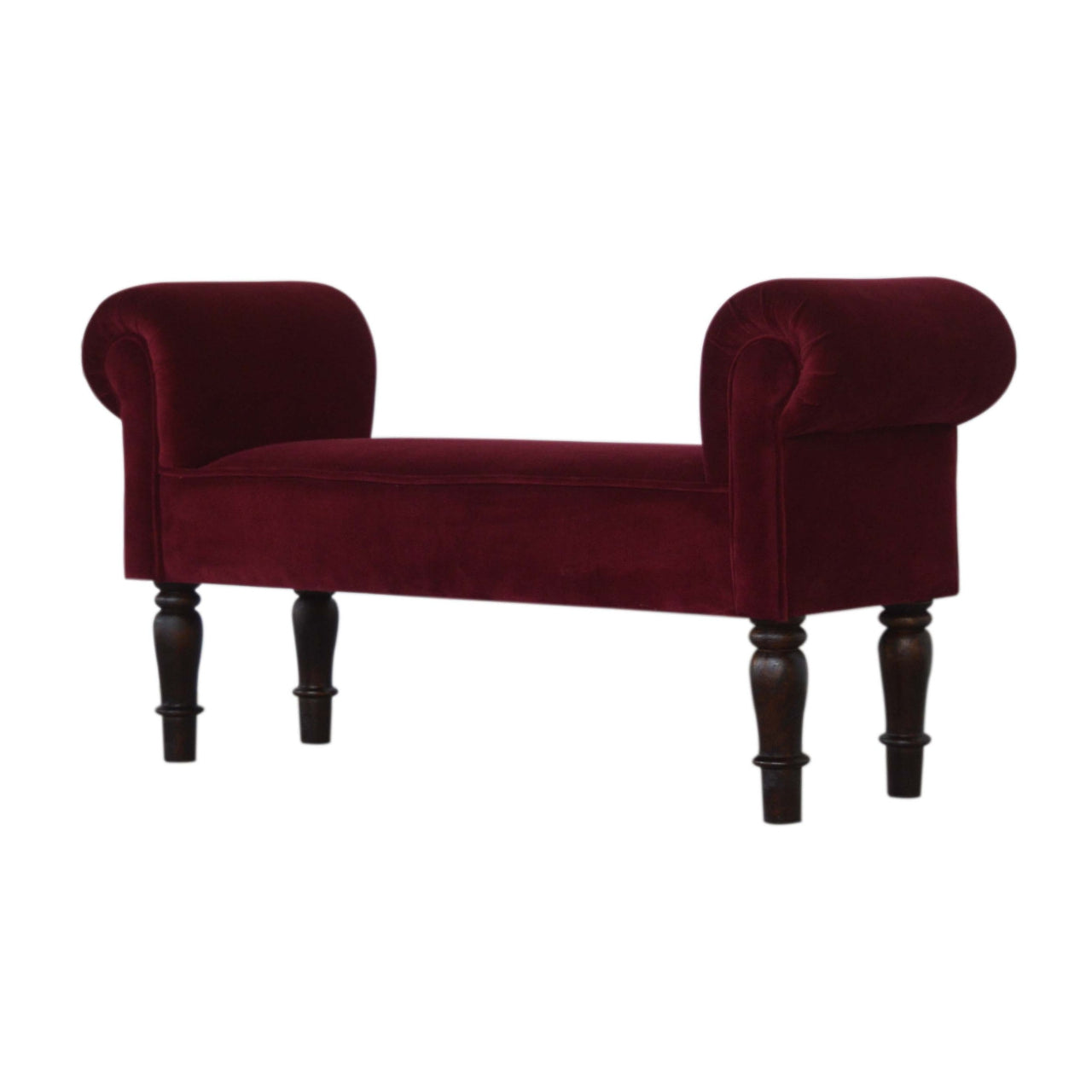 Wine Red Velvet Bench - Luxe Home Comforts