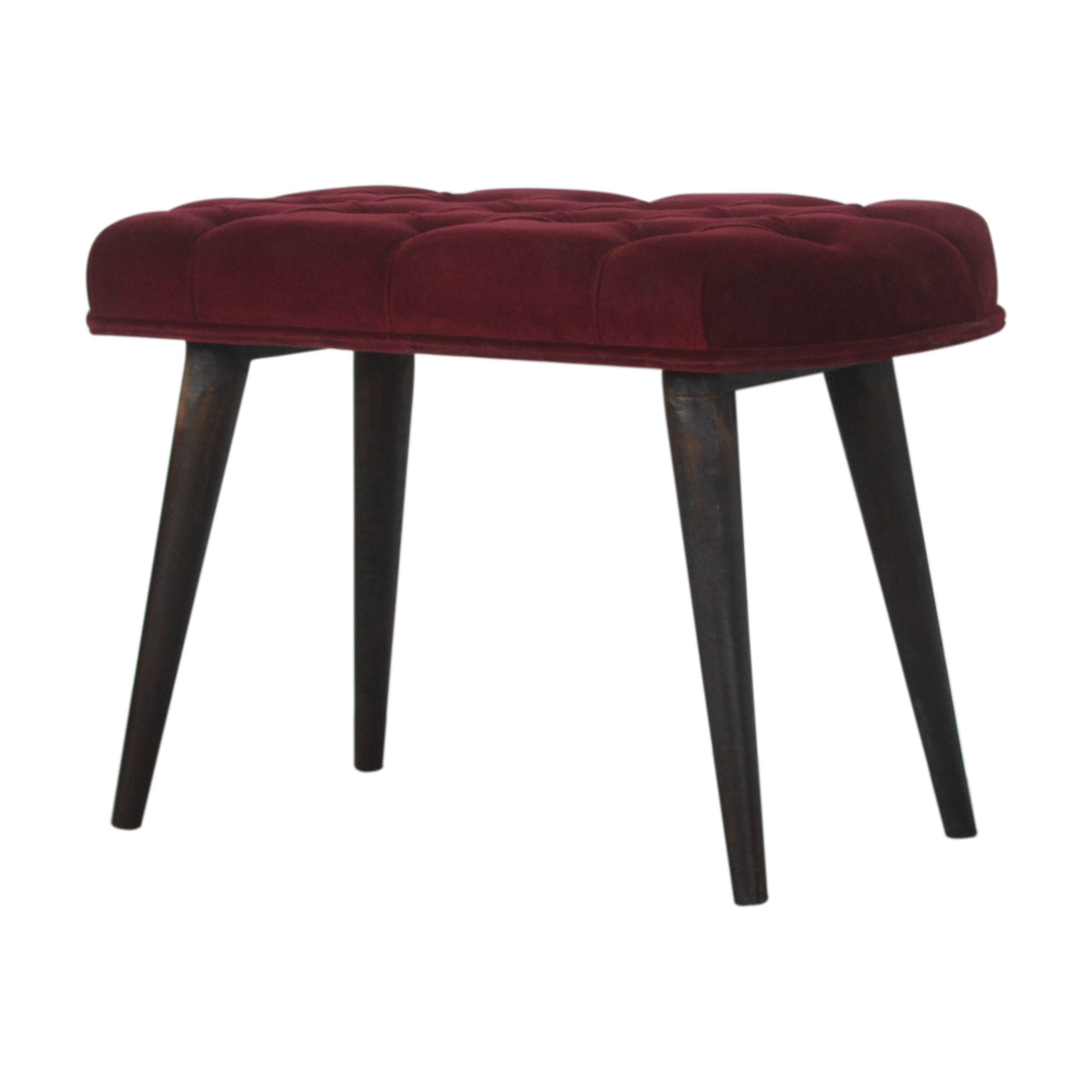 Wine Red Velvet Deep Button Bench - Luxe Home Comforts