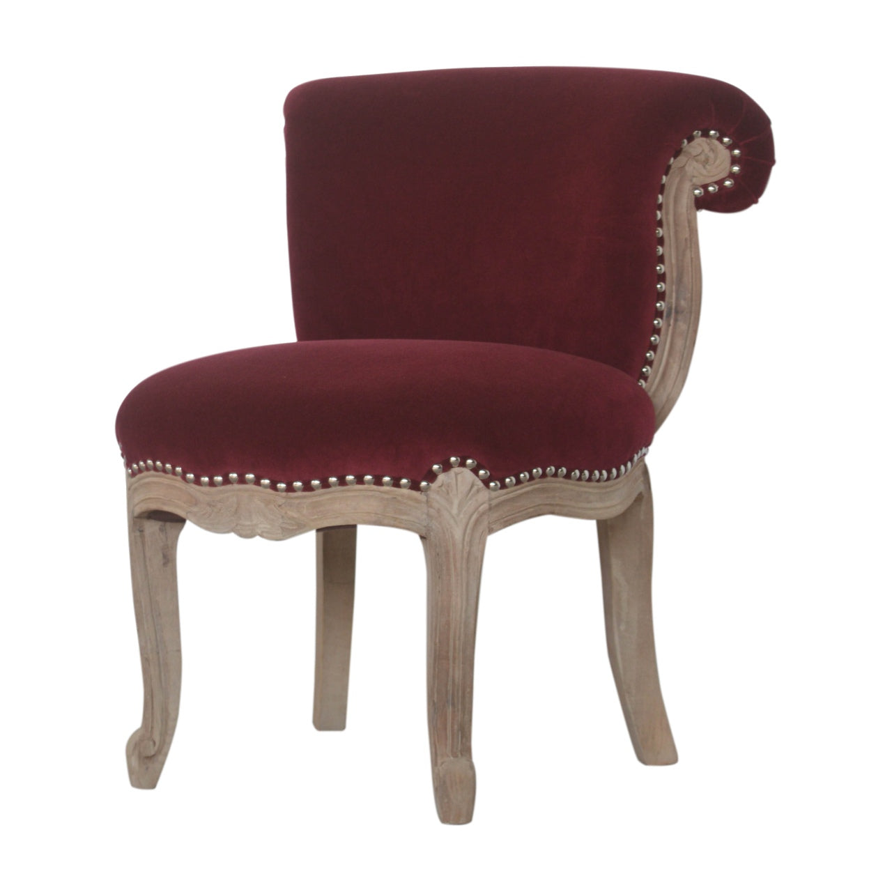 Wine Red Velvet Studded Chair - Luxe Home Comforts