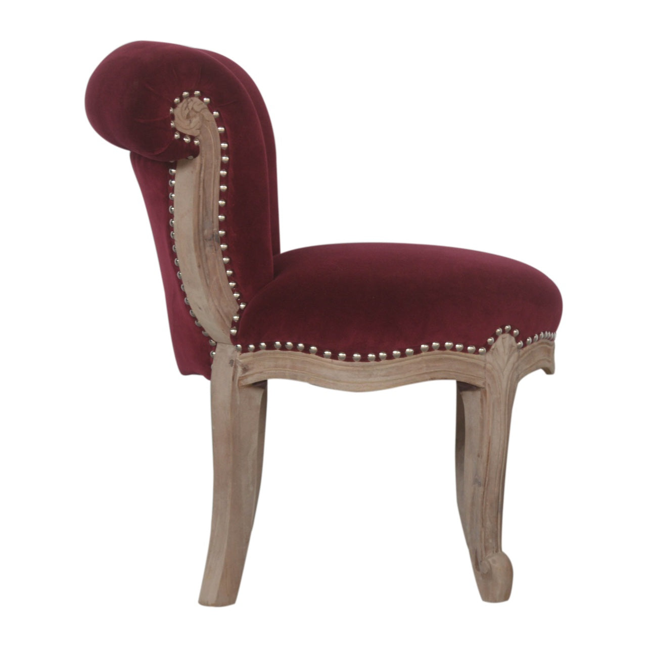 Wine Red Velvet Studded Chair - Luxe Home Comforts