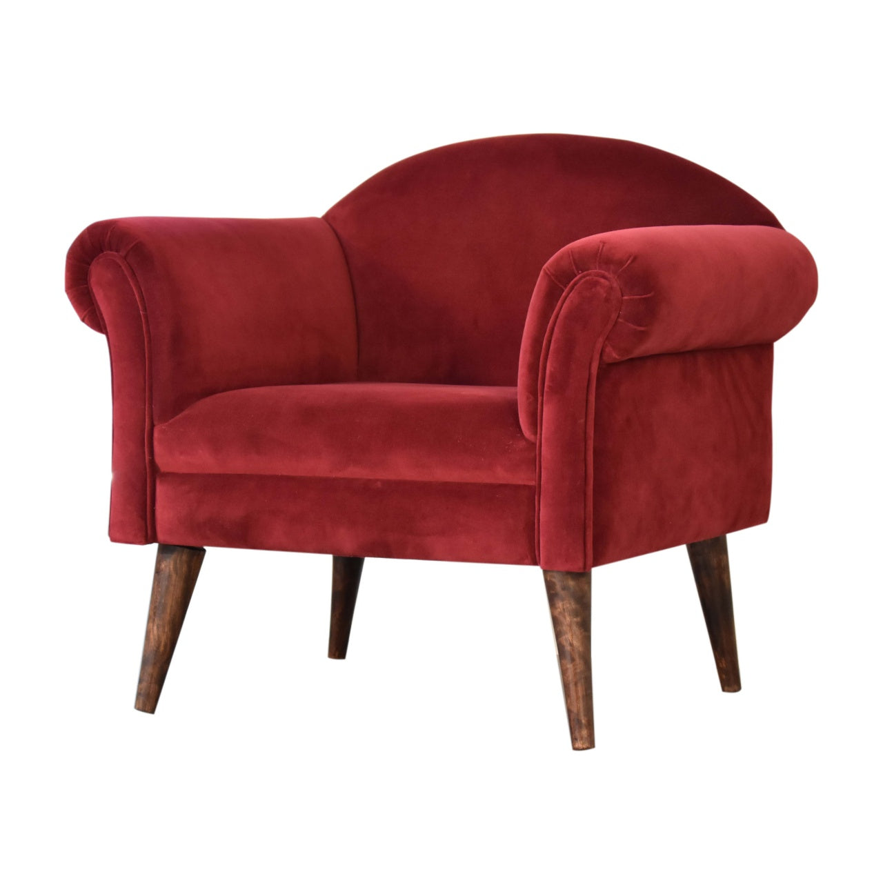 Wine Velvet Nordic Style Armchair - Luxe Home Comforts