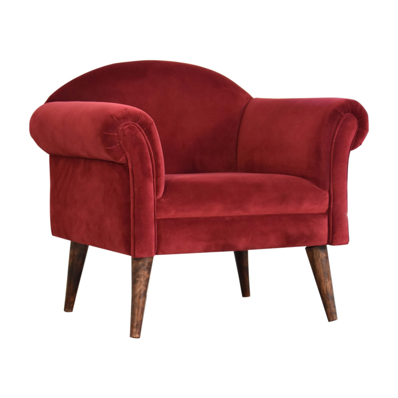 Wine Velvet Nordic Style Armchair - Luxe Home Comforts