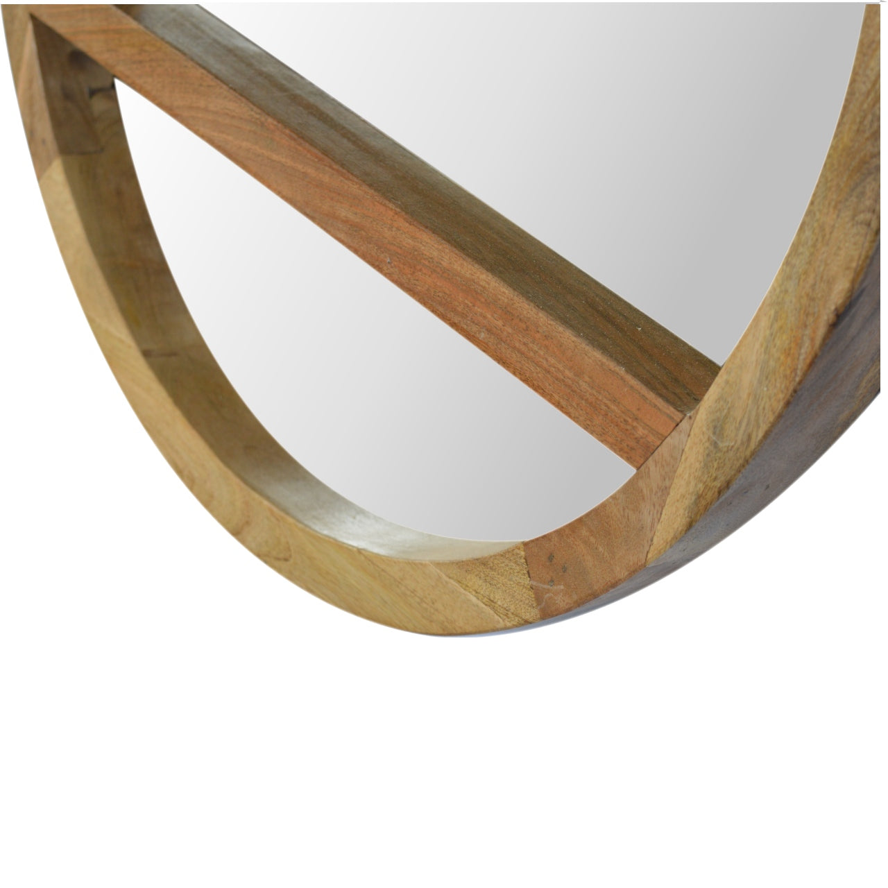 Wooden Round Mirror with 1 Shelf - Luxe Home Comforts