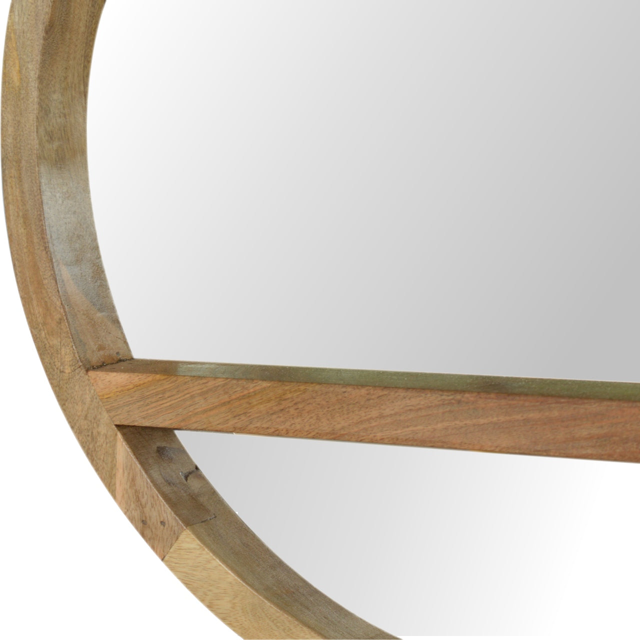Wooden Round Mirror with 1 Shelf - Luxe Home Comforts