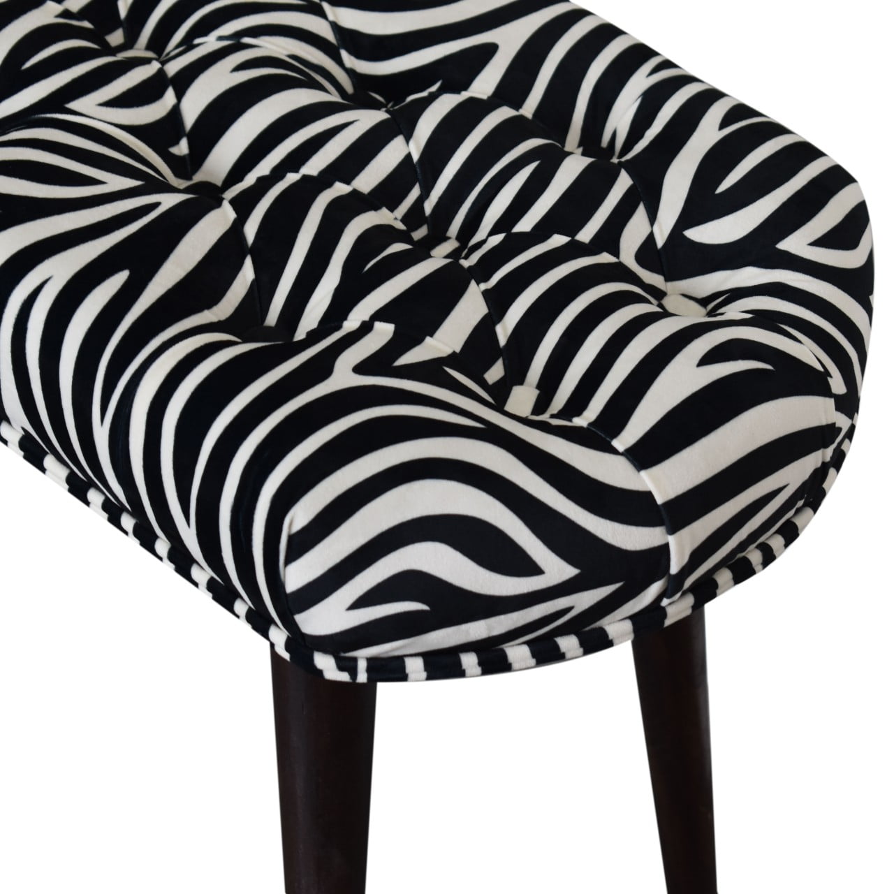Zebra Print Deep Button Bench - Luxe Home Comforts