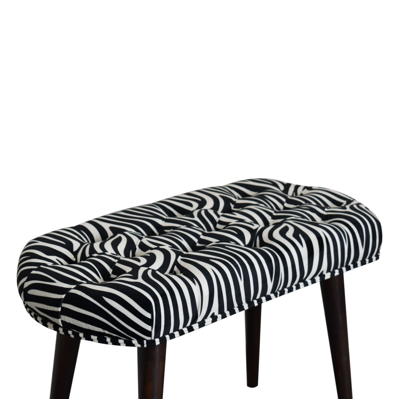 Zebra Print Deep Button Bench - Luxe Home Comforts