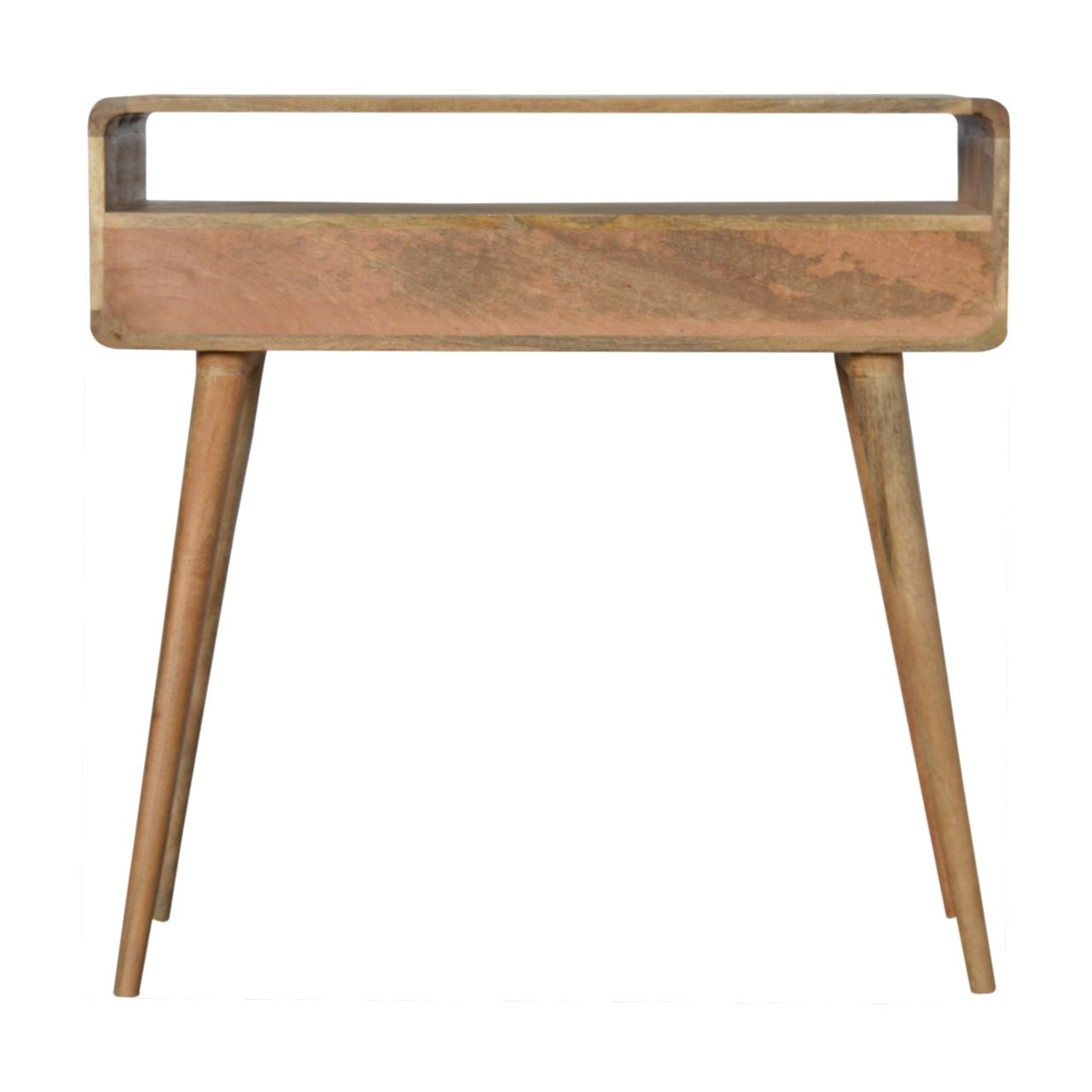 Curved Oak-ish Console Table - Luxe Home Comforts