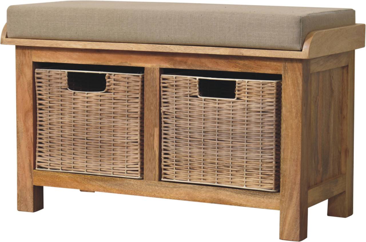 Rattan Basket Linen Bench - Luxe Home Comforts