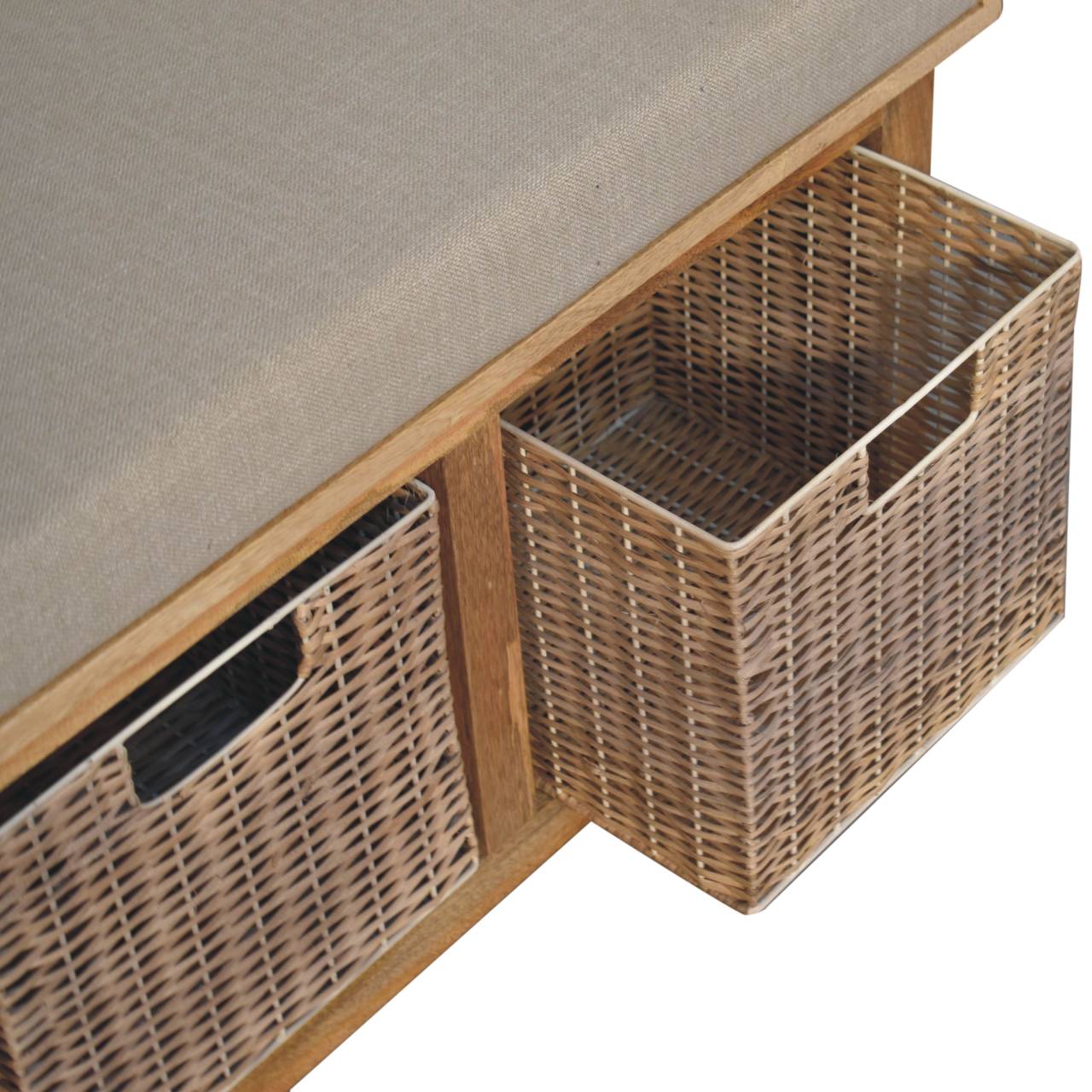 Rattan Basket Linen Bench - Luxe Home Comforts