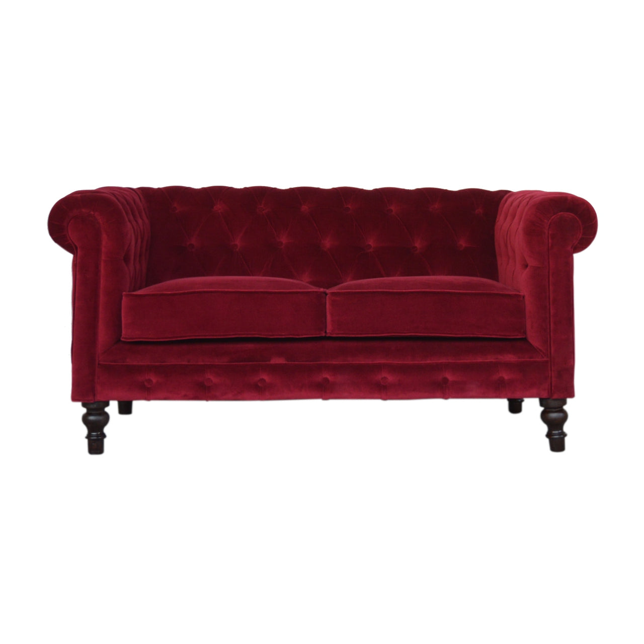 Wine Red Velvet Chesterfield Sofa - Luxe Home Comforts