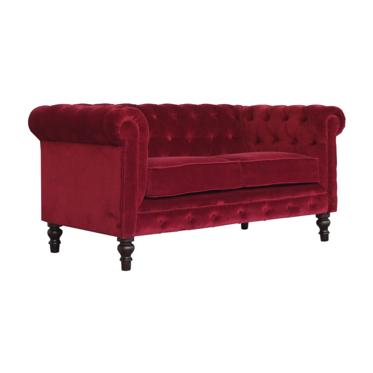 Wine Red Velvet Chesterfield Sofa - Luxe Home Comforts