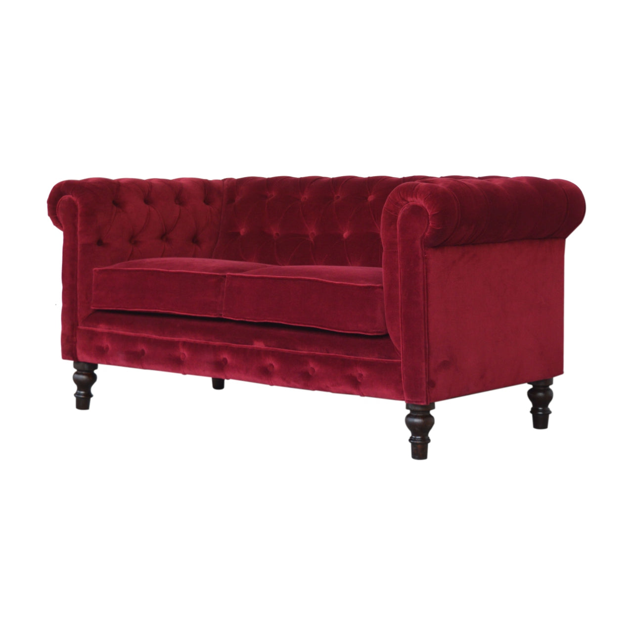 Wine Red Velvet Chesterfield Sofa - Luxe Home Comforts