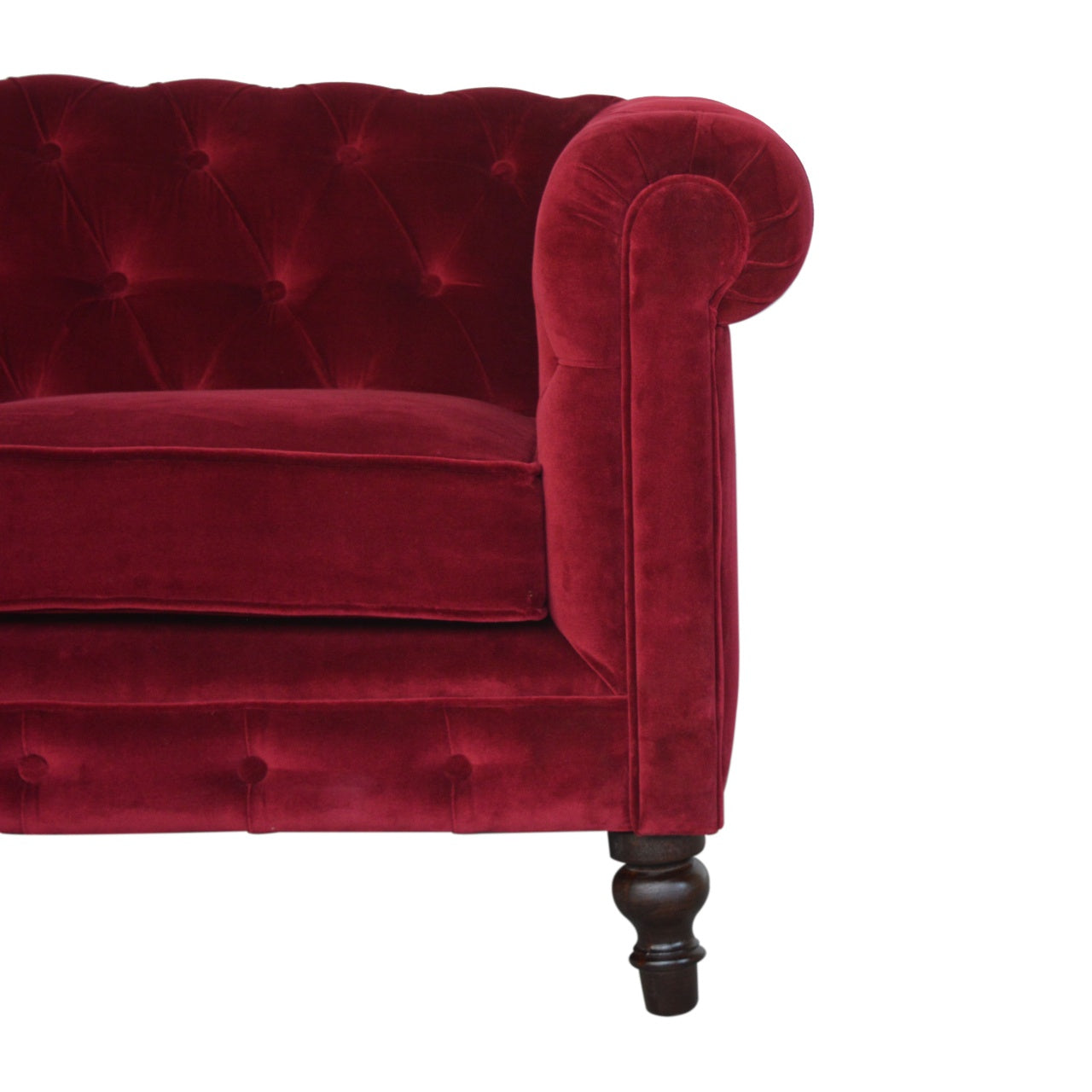 Wine Red Velvet Chesterfield Sofa - Luxe Home Comforts