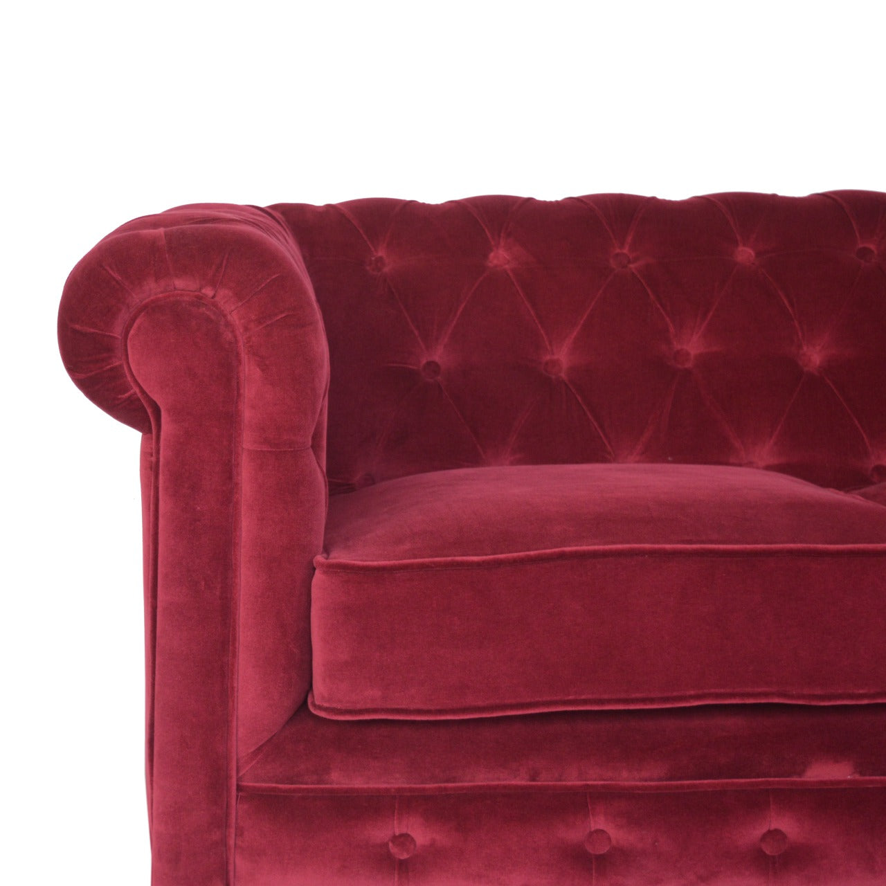 Wine Red Velvet Chesterfield Sofa - Luxe Home Comforts
