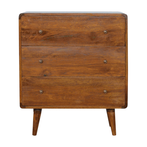Curved Chestnut Chest Of Drawers
