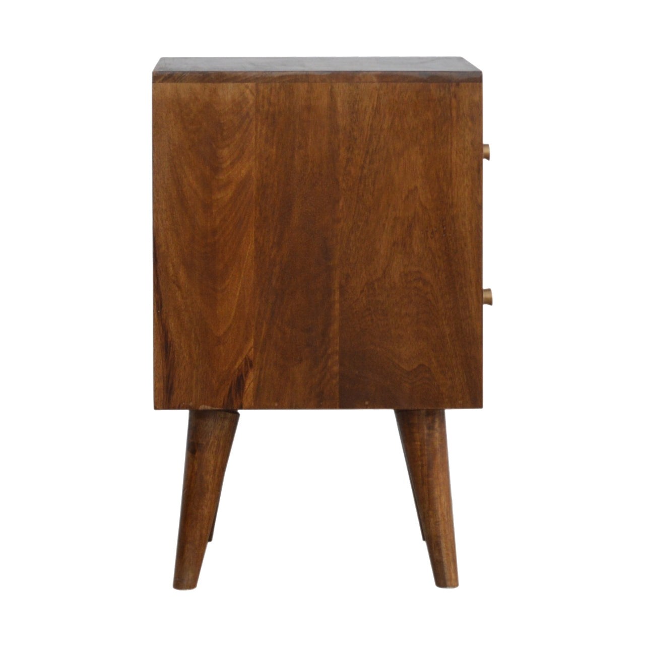 Chestnut Cube Carved Bedside Table