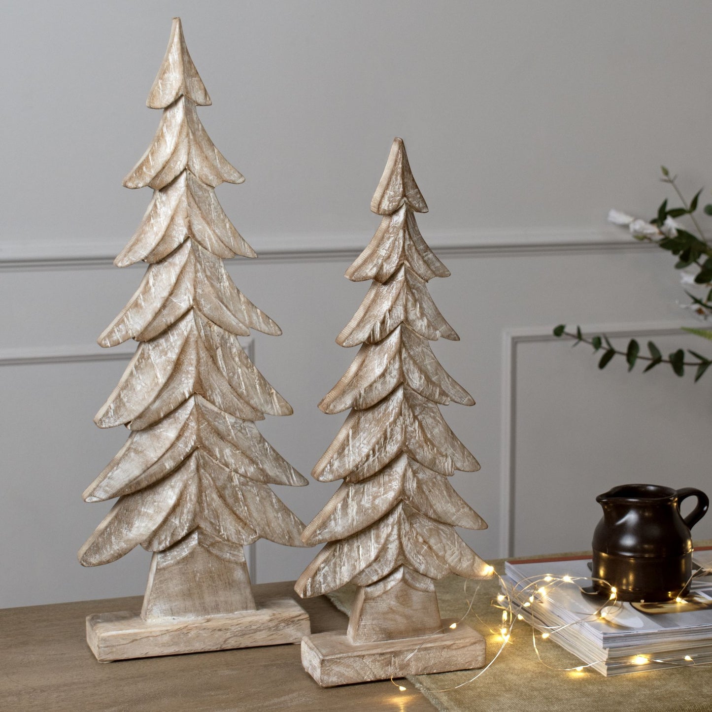 Carved Wood Large Christmas Tree - Luxe Home Comforts