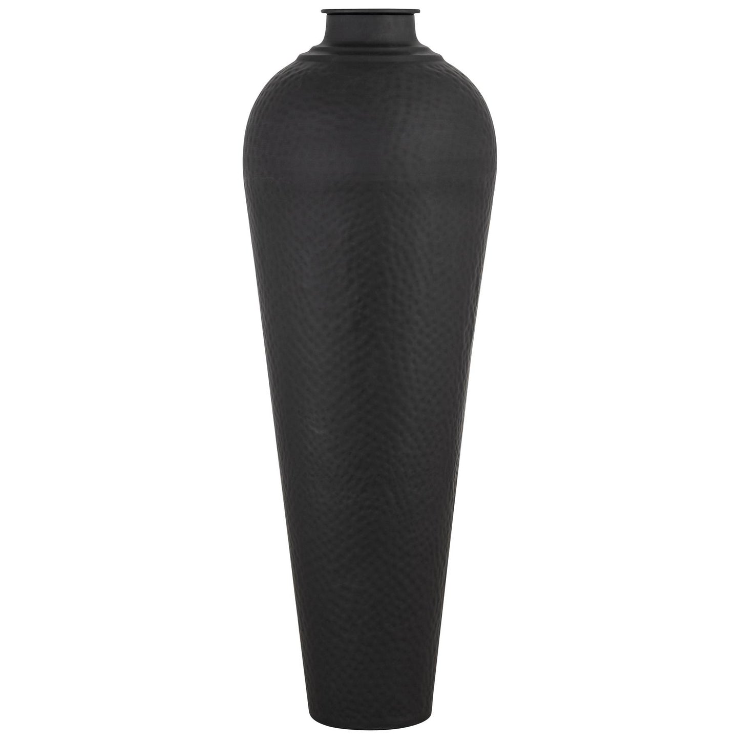Matt Black Hammered Vase With Lid