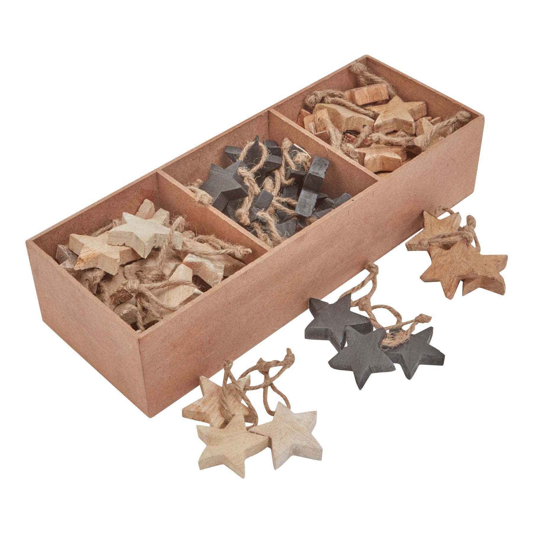 Pack Of 90 Wooden Star Hanging Decorations - Luxe Home Comforts