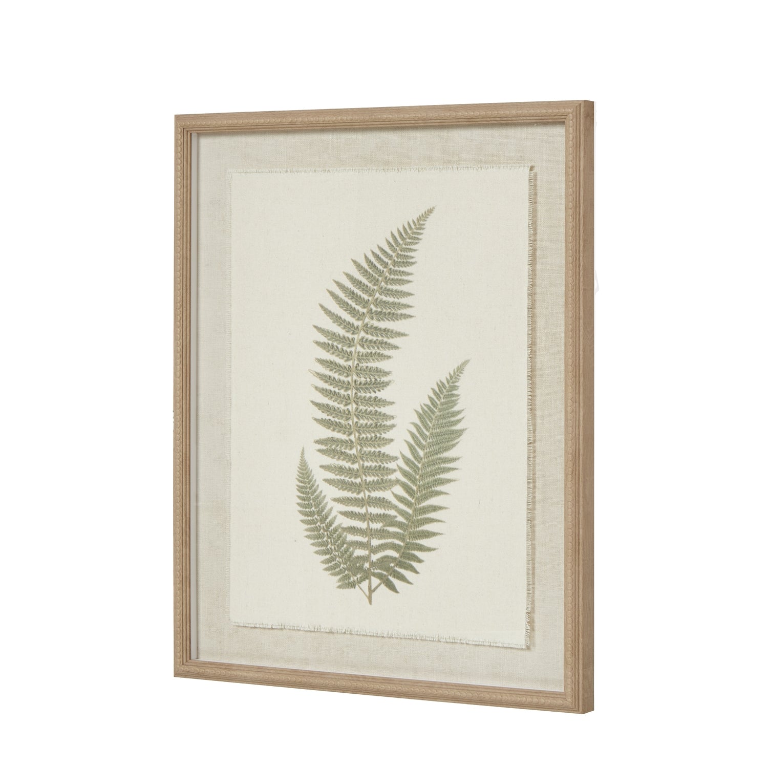 Fern Art On Texture-Torn Paper With Beaded Frame - Luxe Home Comforts