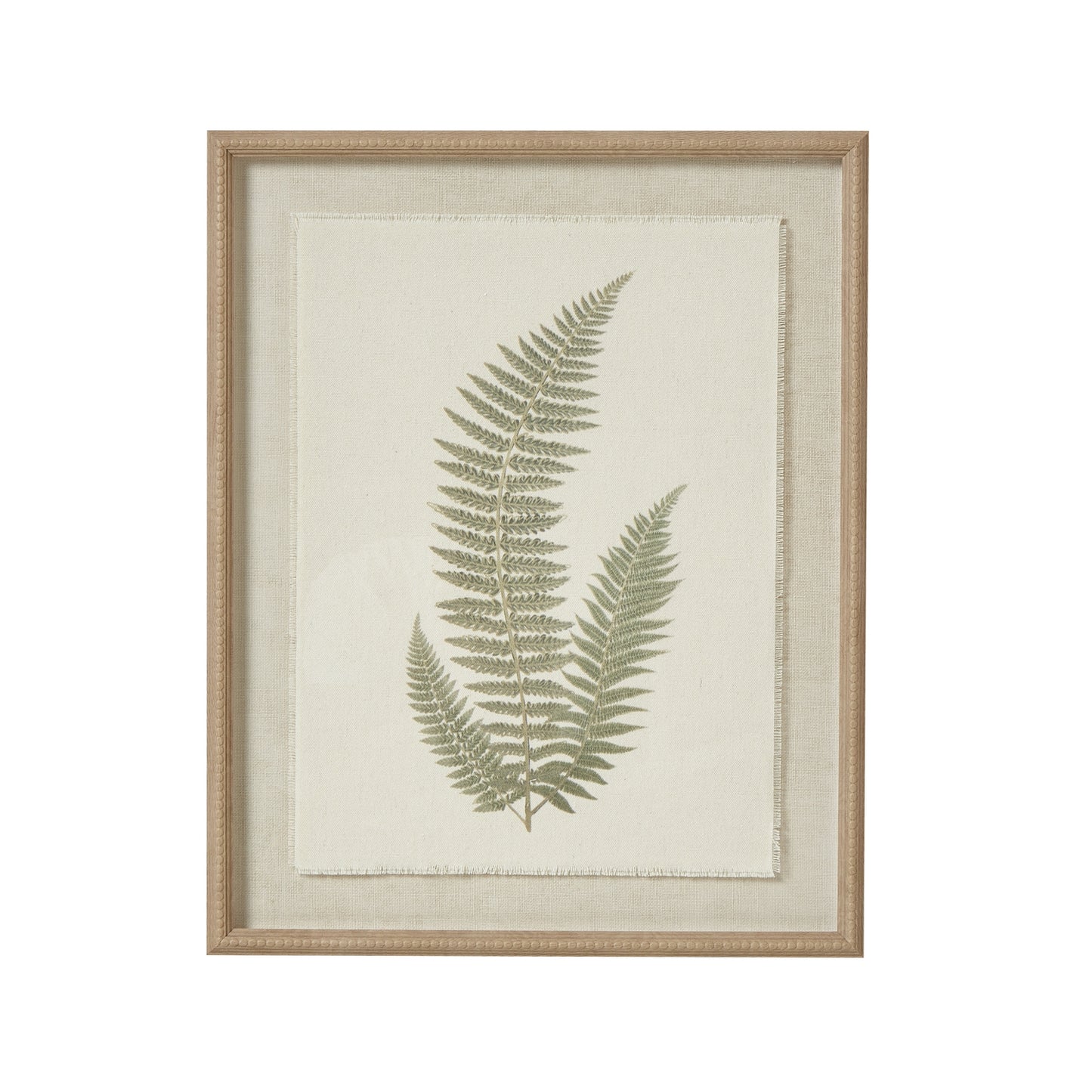 Fern Art On Texture-Torn Paper With Beaded Frame - Luxe Home Comforts