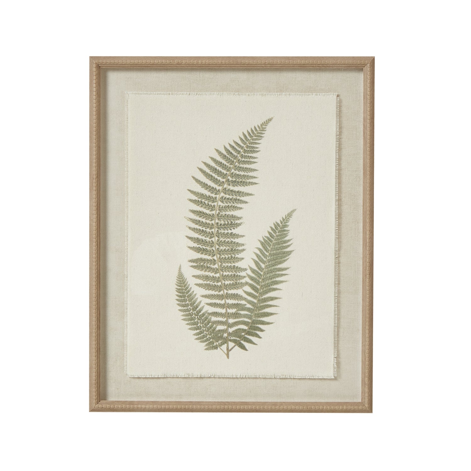 Fern Art On Texture-Torn Paper With Beaded Frame - Luxe Home Comforts