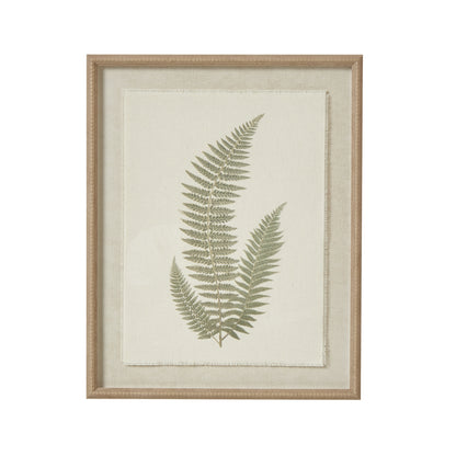 Fern Art On Texture-Torn Paper With Beaded Frame - Luxe Home Comforts