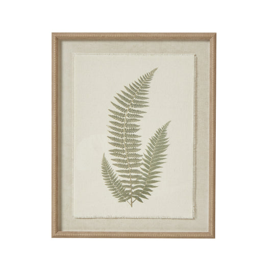 Fern Art On Texture-Torn Paper With Beaded Frame - Luxe Home Comforts