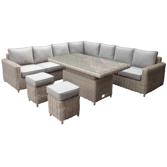 Amalfi Outdoor Large Corner Set With Riser Table And 2 Stools