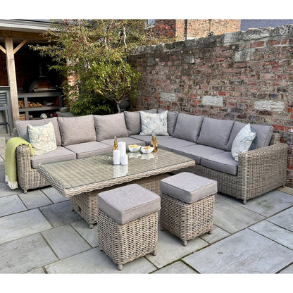 Amalfi Outdoor Large Corner Set With Riser Table And 2 Stools