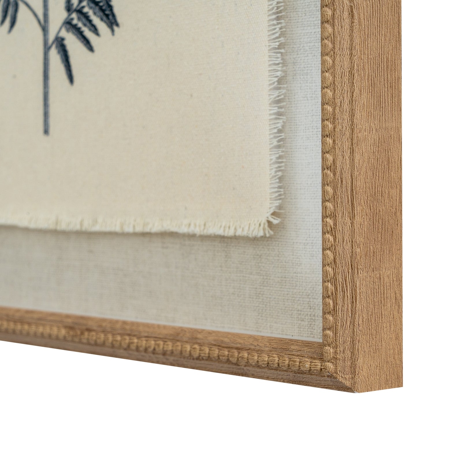 Flora & Fauna Collection Beech Fern On Linen In Beaded Frame - Luxe Home Comforts