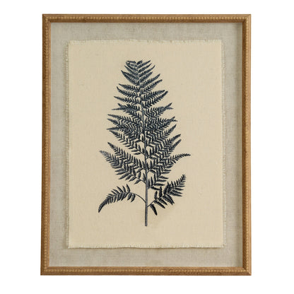 Flora & Fauna Collection Beech Fern On Linen In Beaded Frame - Luxe Home Comforts