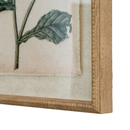 Flora & Fauna Collection Borage On Linen In Beaded Frame - Luxe Home Comforts