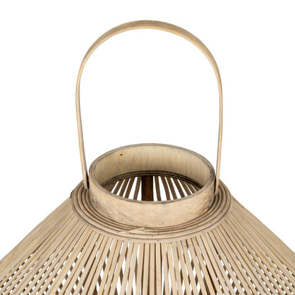 Cone Wicker Lantern With Glass Holder