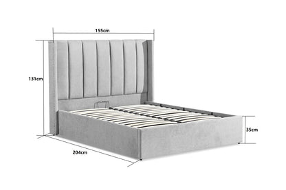 Amber Double Bed Frame With Storage - Grey