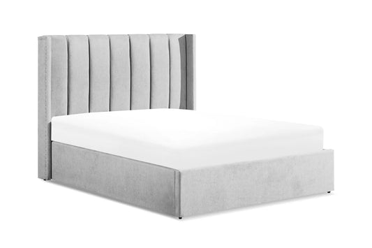 Amber Double Bed Frame With Storage - Grey