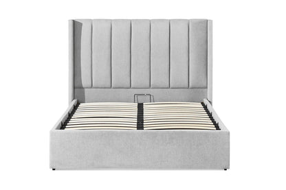 Amber Double Bed Frame With Storage - Grey