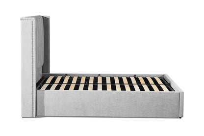 Amber Double Bed Frame With Storage - Grey