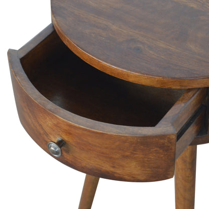 Nordic Chestnut Circular Bedside Table