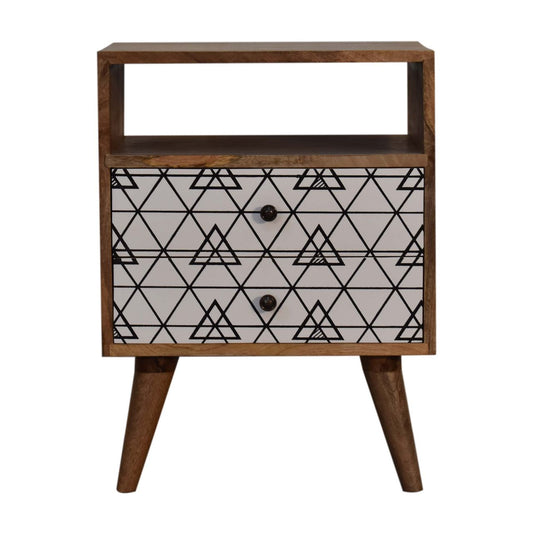 Triangle Print Open Bedside Table