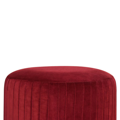 Wine Velvet Pleated Footstool