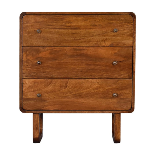 U Curved Chestnut Chest Of Drawers