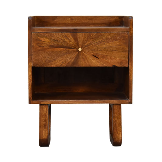 U-Chestnut Sunrise Open Bedside Table