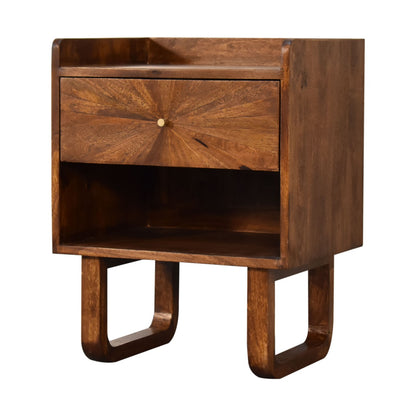 U-Chestnut Sunrise Open Bedside Table